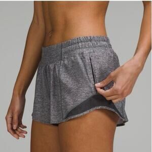 Lululemon Wmns 10 Hotty Hot Short 2.5" Heather Lux Multi Black Gray Reflective